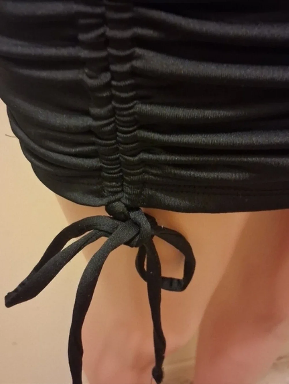 Forever 21 Black Stretch Ruched Mini Skirt with Side Ties Size M